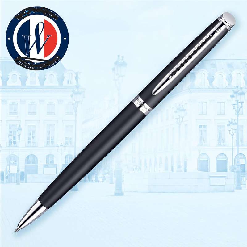 Waterman Hemisphere Matte black chrome trim premium Luxury ball pen -