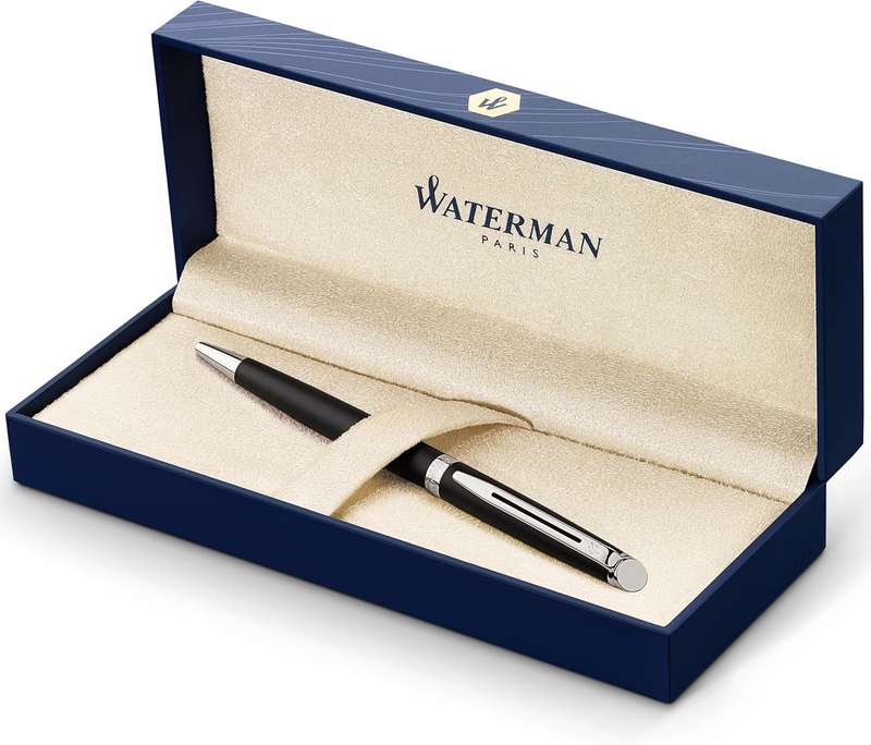 Waterman Hemisphere Matte black chrome trim premium Luxury ball pen -