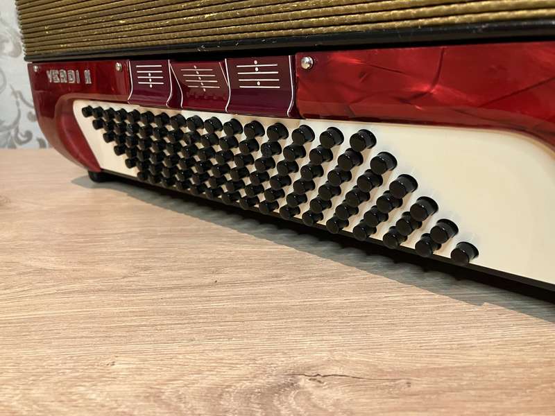 Hohner Verdi II Accordion in red white and gold