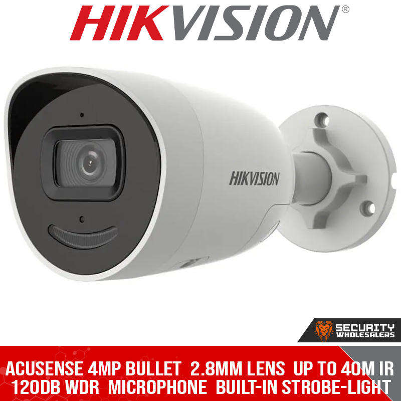 Hikvision AcuSense 4MP bullet IP Camera microphone built-in strobe-light & siren