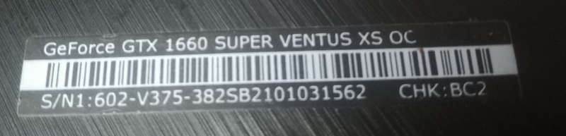 GTX1660 Super Ventus XS OC Heatsink and Fan - GPU not included