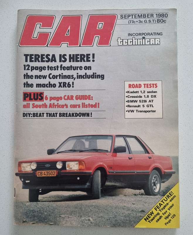 Vintage car magazine (Ford Cortina XR6 on cover) September 1980