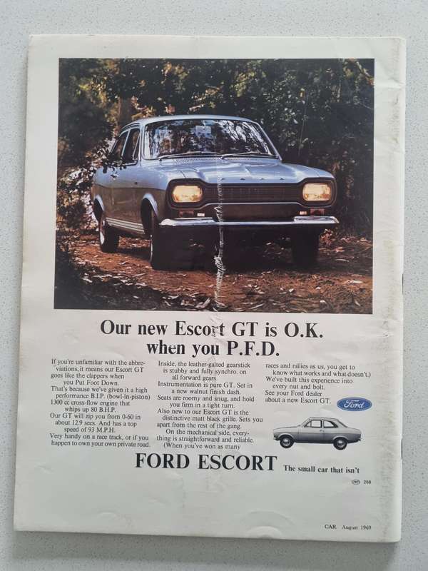 Vintage CAR magazine (Ford Capri on cover) August 1969