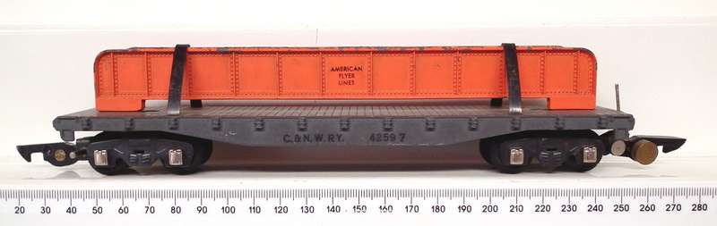 AMERICAN FLYER S:  Vintage All Metal Lowbed Freight Wagon in Good Un-Boxed condition(USA)
