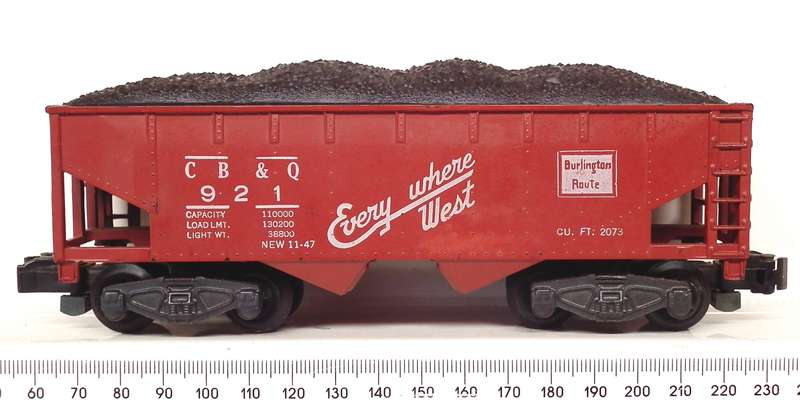 AMERICAN FLYER S:  Vintage 2 Bay CB &Q Coal Hopper in Good Un-Boxed condition(USA)