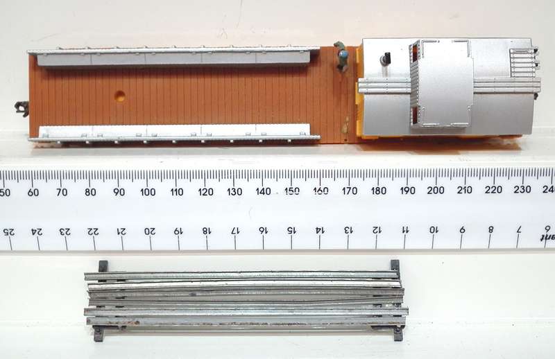 MEHANO HO:  P.R.R. Track Maintenance Car with Track Load in Good Un-Boxed condition.