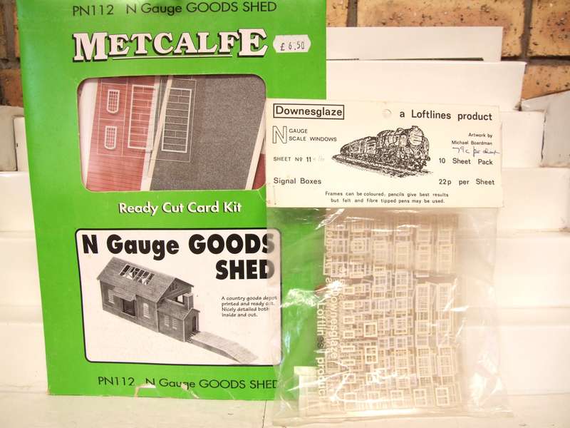 METCALFE N: Cardboard Goods Shed Kit +Plastic Windows(4shts) on Auction in Good Condition.(England)