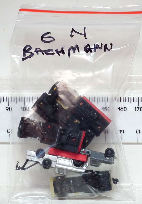 BACHMANN N:  6x Plastic Trucks in Fair Used Packaged Condition.(?)