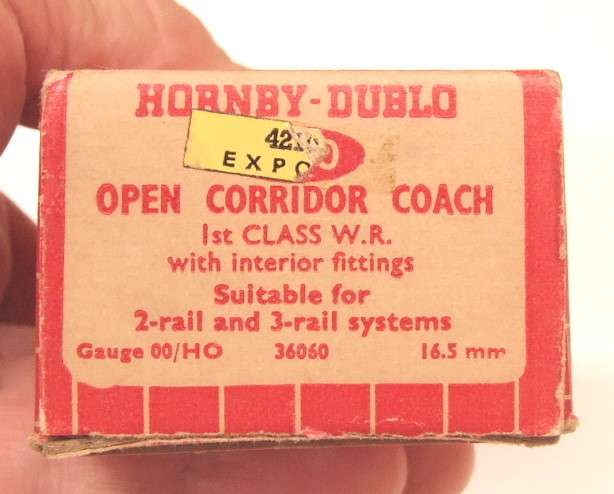 HORNBY DUBLO OO: Vintage English 1st Class WR Corridor Coach in Like New Boxed condition(England)