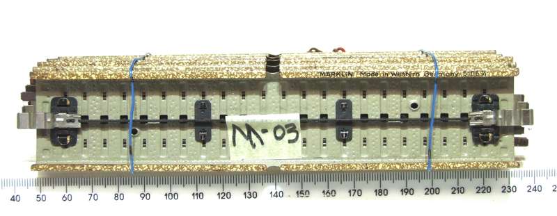MARKLIN HO:  9pc Metal Strait M-Track with Metal Underlay in Good, Used Condition.(W Germany)
