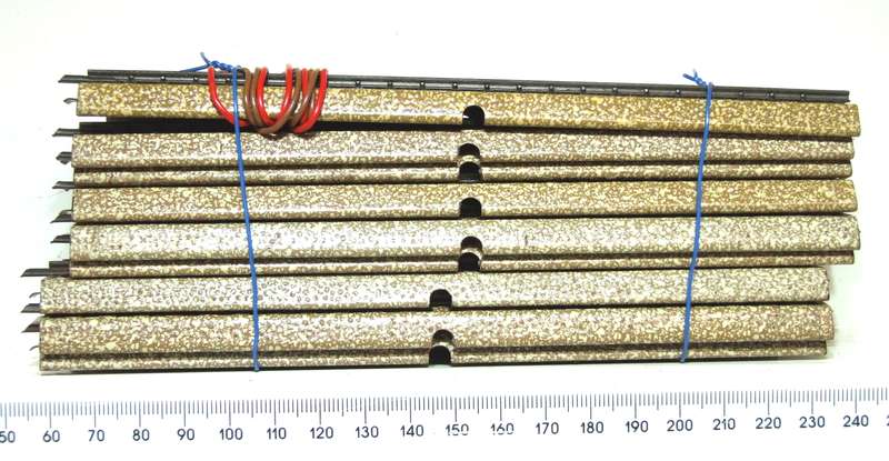 MARKLIN HO:  9pc Metal Strait M-Track with Metal Underlay in Good, Used Condition.(W Germany)