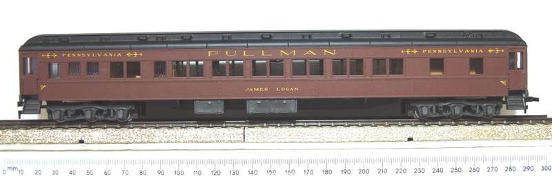 RIVAROSSI HO: Detailed US "PENCELVANIA" Passenger Coach with Lights in Good Un-Boxed condition.