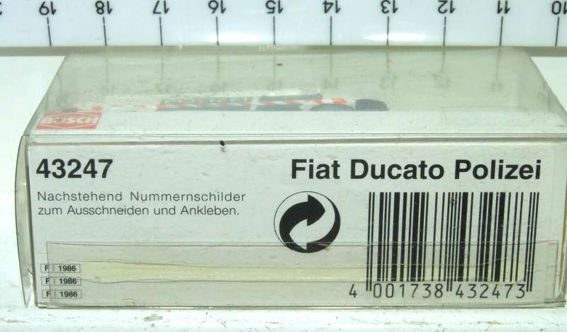 BUSCH HO: Highly Detailed Fiat DUCATO Polizei (43247)  in Like New Boxed Condition.