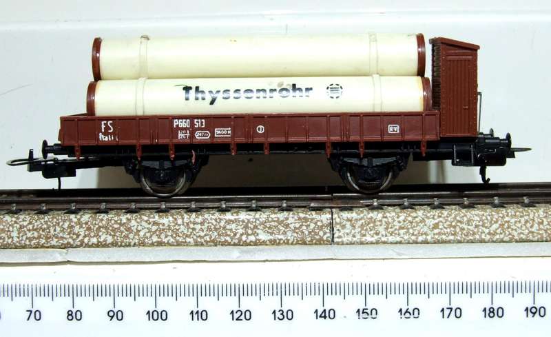 LIMA HO: Vintage FS "THYSSENROHR" Car with Pipe Load in  Fair, Un-Boxed condition(Italy)