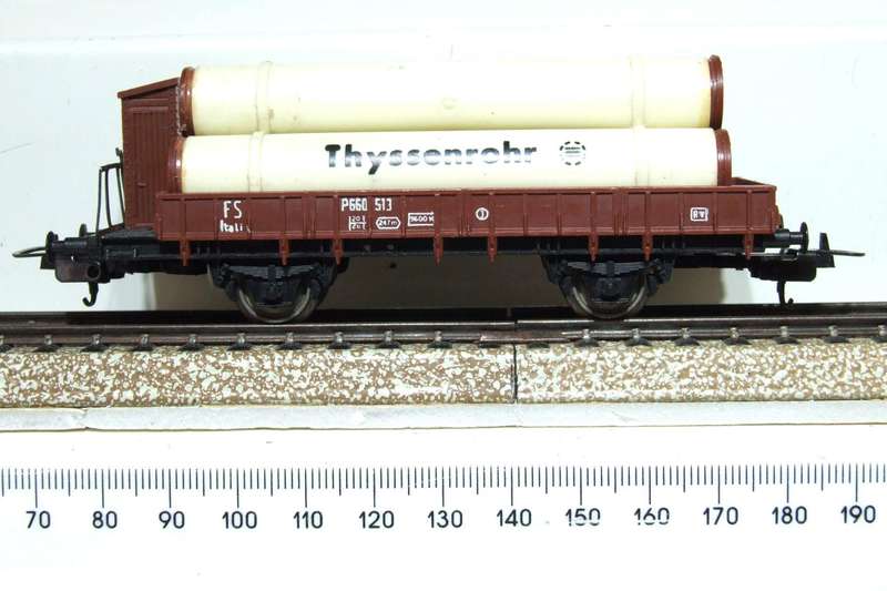 LIMA HO: Vintage FS "THYSSENROHR" Car with Pipe Load in  Fair, Un-Boxed condition(Italy)