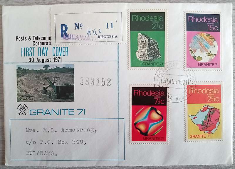 1971 Addressed Rhodesia First Day Cover. "Granite71"