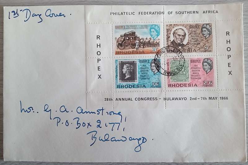 1966 Addressed Rhodesia Cover.28th Congress of Southern Africa Philatelic Federation"Rhopex"SACC160D