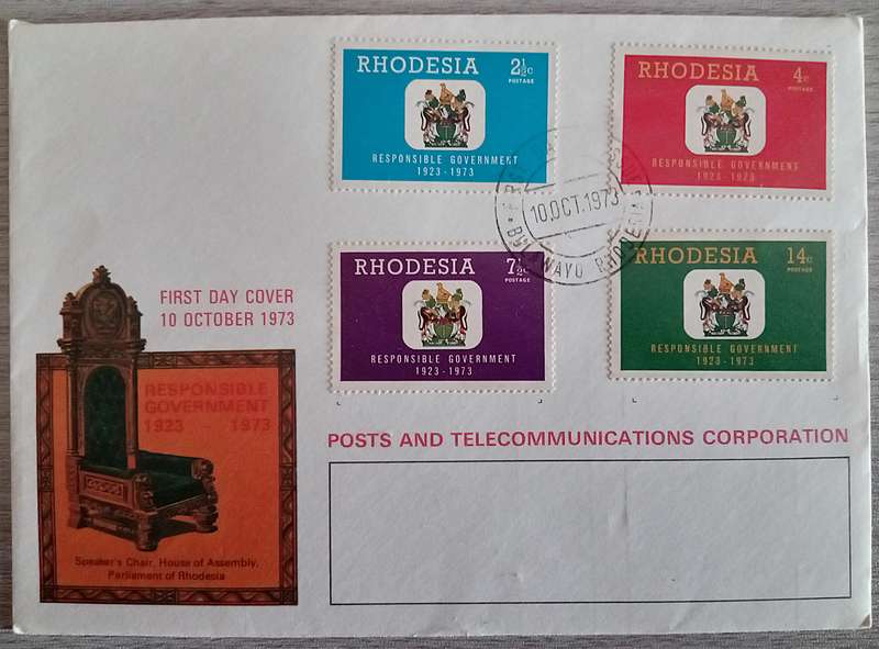 1973 Rhodesia First Day Cover.50th Anniversary of Responsible Government.