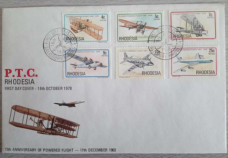1978 Rhodesia First Day Cover. 75th Anniversary of Powered Flight.