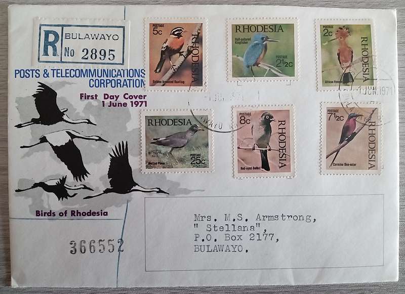 1971 Addressed Rhodesia First Day Cover. Birds of Rhodesia.