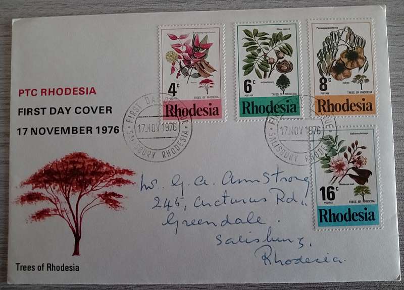 1976 Addressed Rhodesia First Day Cover. Rhodesian Trees.