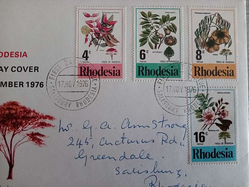 1976 Addressed Rhodesia First Day Cover. Rhodesian Trees.