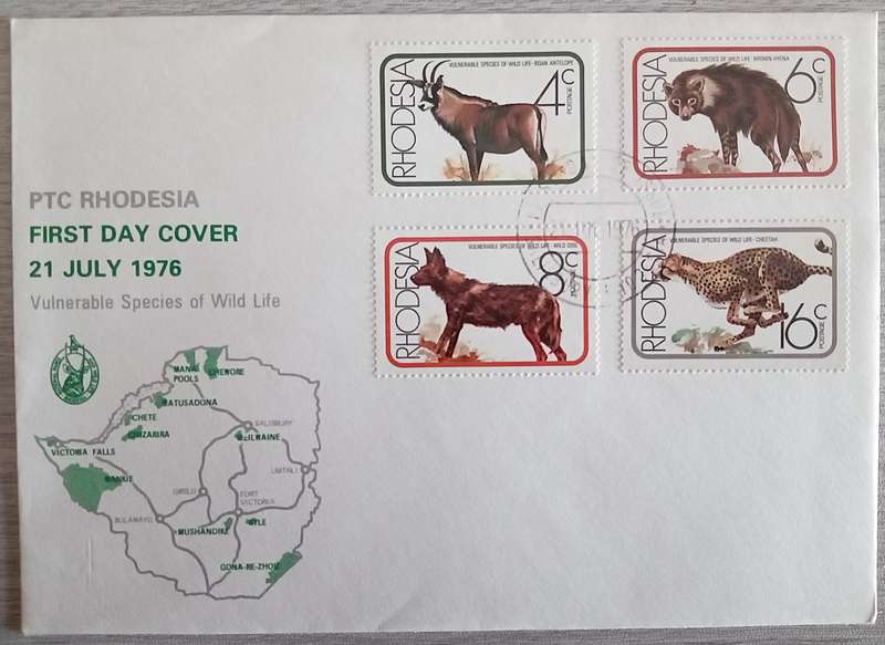 1976 Rhodesia First Day Cover. Vulnerable Species of WildLife.