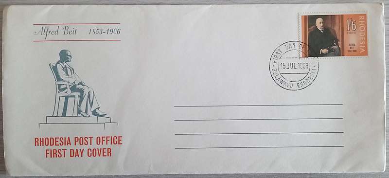 1968 Rhodesia First Day Cover. Famous Rhodesians. Sir Alfred Beit.