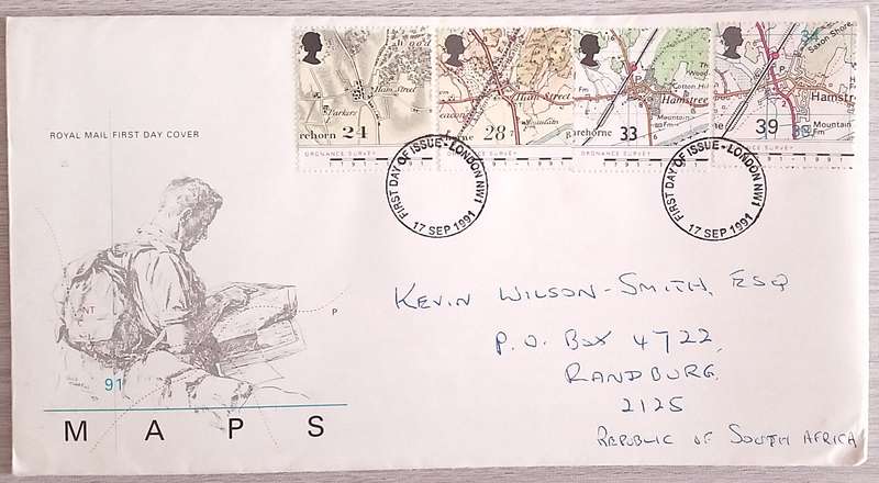 England 1991 Addressed FDC MAPS.