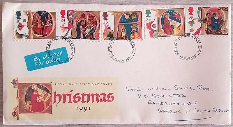 England 1991 Addressed FDC Christmas 1991.