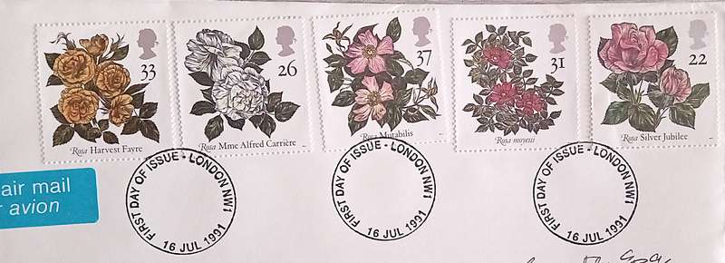 England 1991 Addressed FDC Roses.