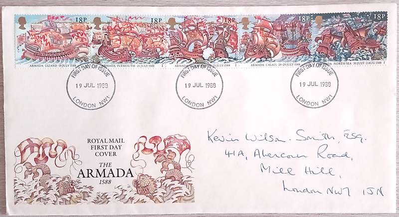England 1988 Addressed FDC The Armada 1588.