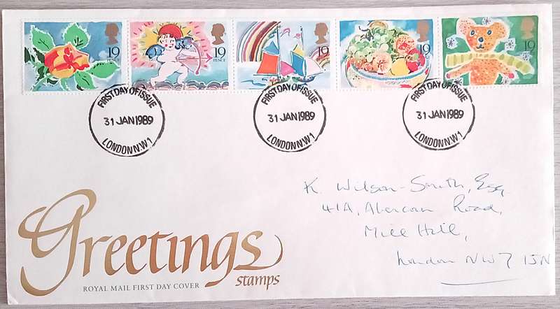 England 1989 Addressed FDC Greetings Stamps.