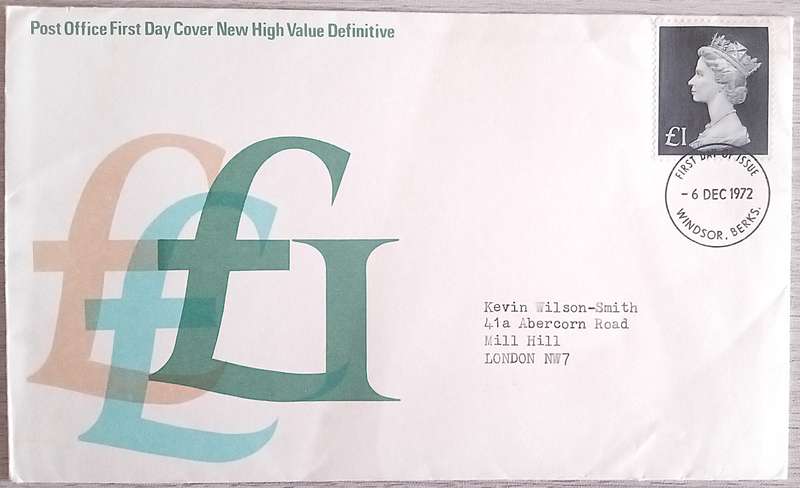 England 1972 Addressed FDC New High Value Definitive.
