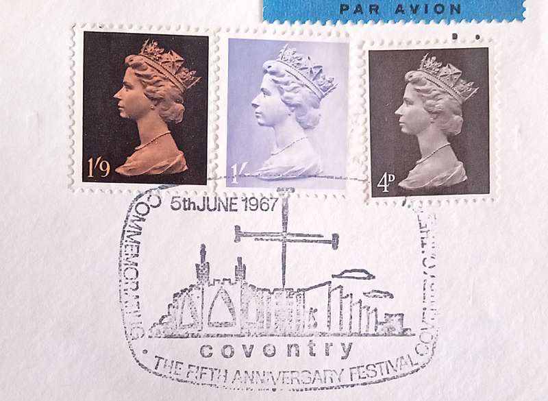 England 1967 Addressed FDC Conventry Cathedral Fifth Anniversary Festival 1962-1967.