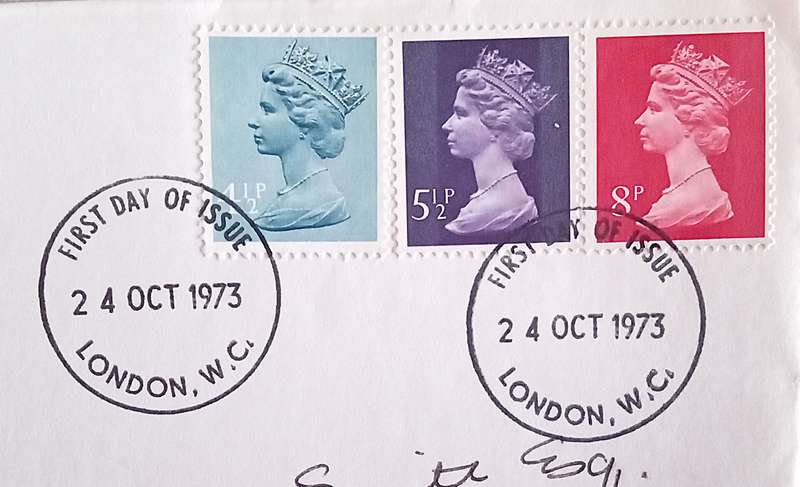 England 1973 Addressed FDC Decimal Definitives.