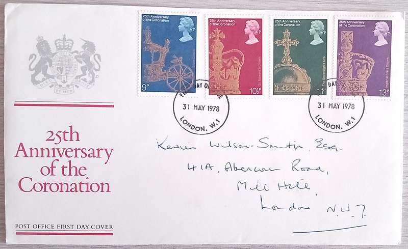 England 1978 Addressed FDC 25th Anniversary of the Coronation.