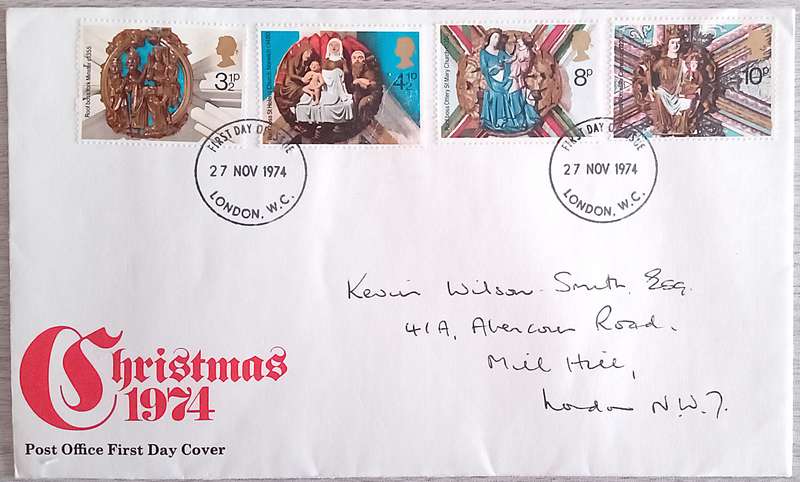 England 1974 Addressed FDC Christmas 1974.