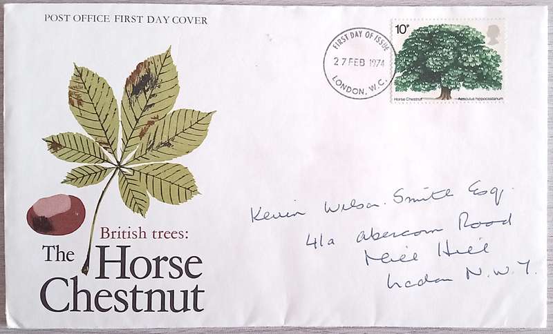 England 1974 Addressed FDC British Trees-The Horse Chestnut.