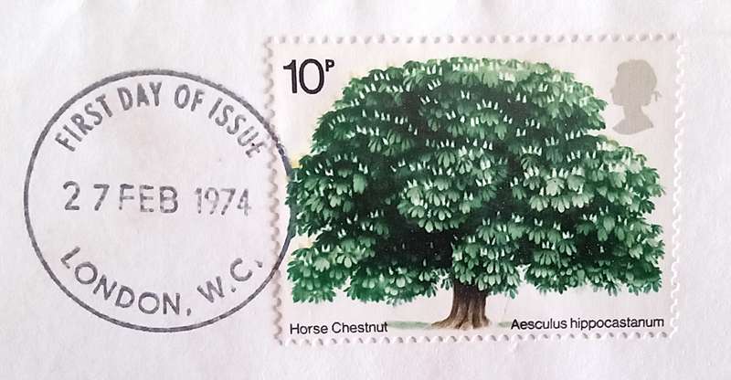 England 1974 Addressed FDC British Trees-The Horse Chestnut.