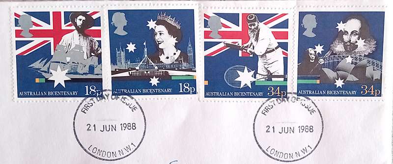 England 1988 Addressed FDC Australian Bicentenary.