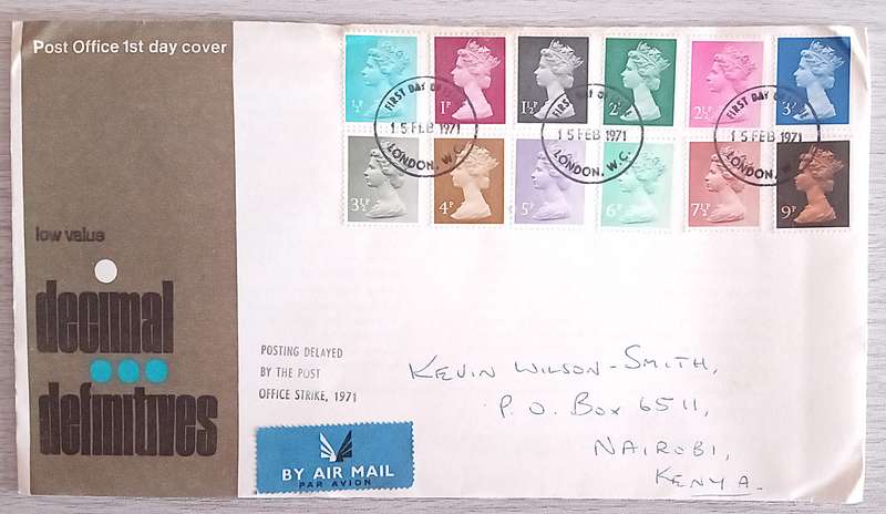 England 1971 Addressed FDC Low Value Decimal Definitives.