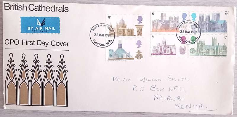 England 1969 Addressed FDC British Cathedrals.
