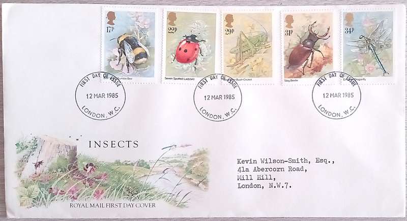 England 1985 Addressed First Day Cover Insects.