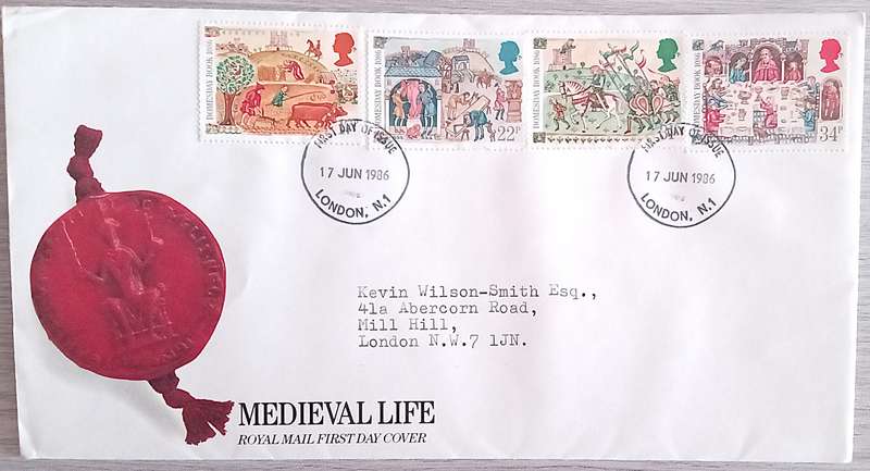 England 1986 Addressed First Day Cover Medieval Life. The 900th Anniversary of the Domesday Boo