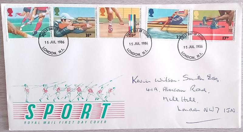 England 1986 Addressed First Day Cover SPORT. Commonwealth Games