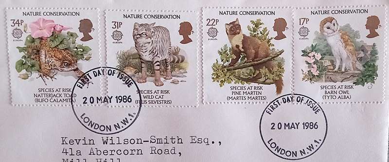England 1986 Addressed First Day Cover Nature Conservation-Species at Risk.