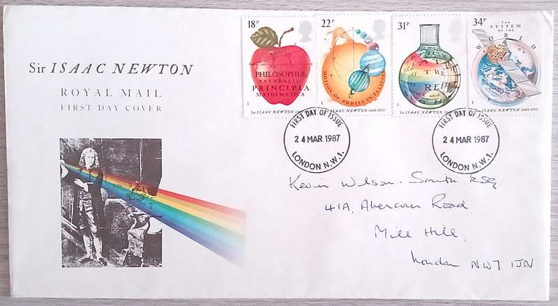 England 1987 Addressed First Day Cover Sir ISAAC NEWTON.