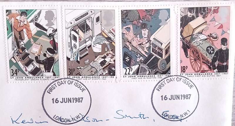 England 1987 Addressed First Day Cover ST John Ambulance.