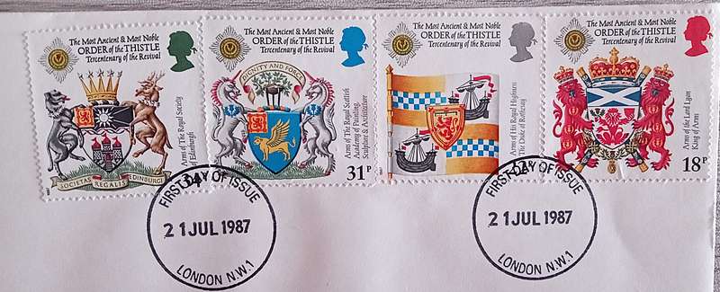 England 1987 Addressed First Day Cover The 300th Anniversary of the Revival of the Order of Thistle